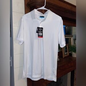 PGA Tour Airflux Men's Golf Polo Shirt White M Short Sleeve 3 Button Breathable